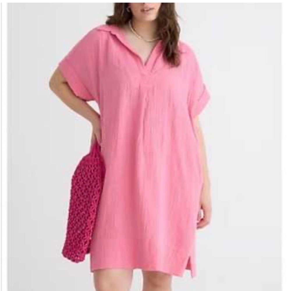 J Crew Pink Medium Gauze Shirt Dress Size Medium - Picture 2 of 7